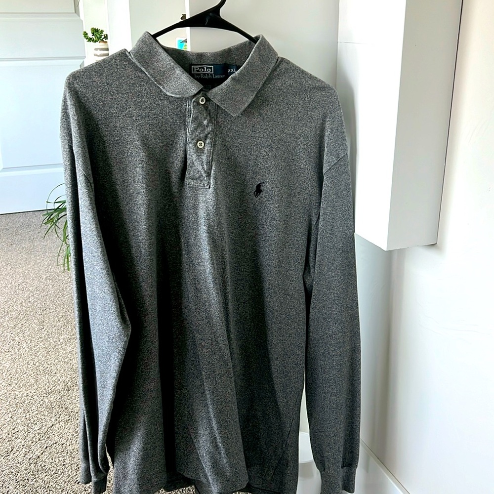 Polo by Ralph Lauren long sleeve gray polo. Size XXL. Like new.